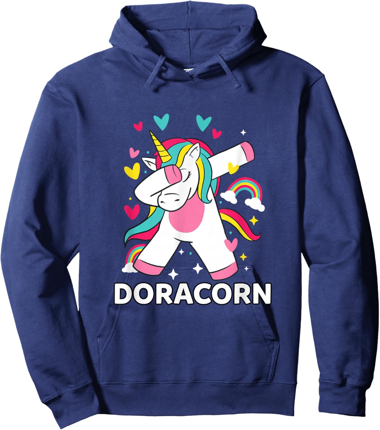Doracorn Personalized Name Dabbing Unicorn Dora Hoodie - Hoodie | Navy