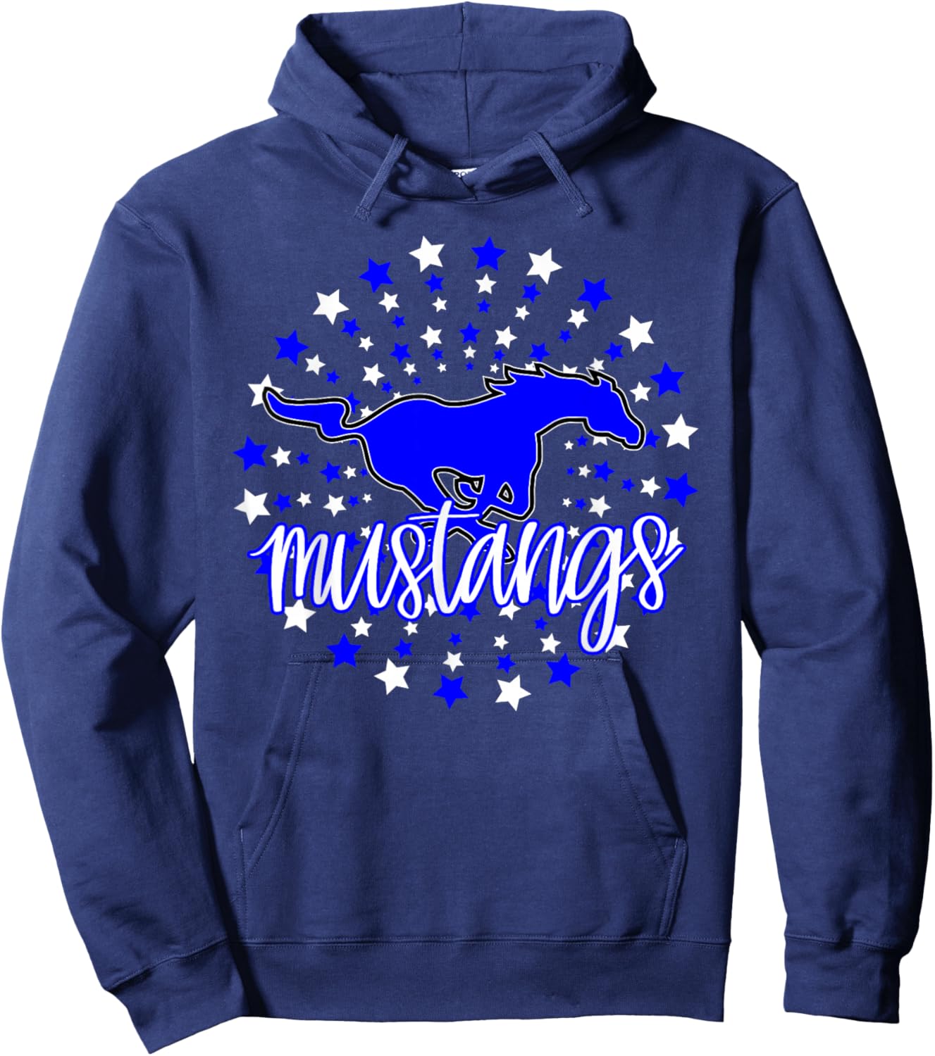 Mustangs School Spirit Stars Mustang Pride Football Mom Hoodie - Hoodie | Navy
