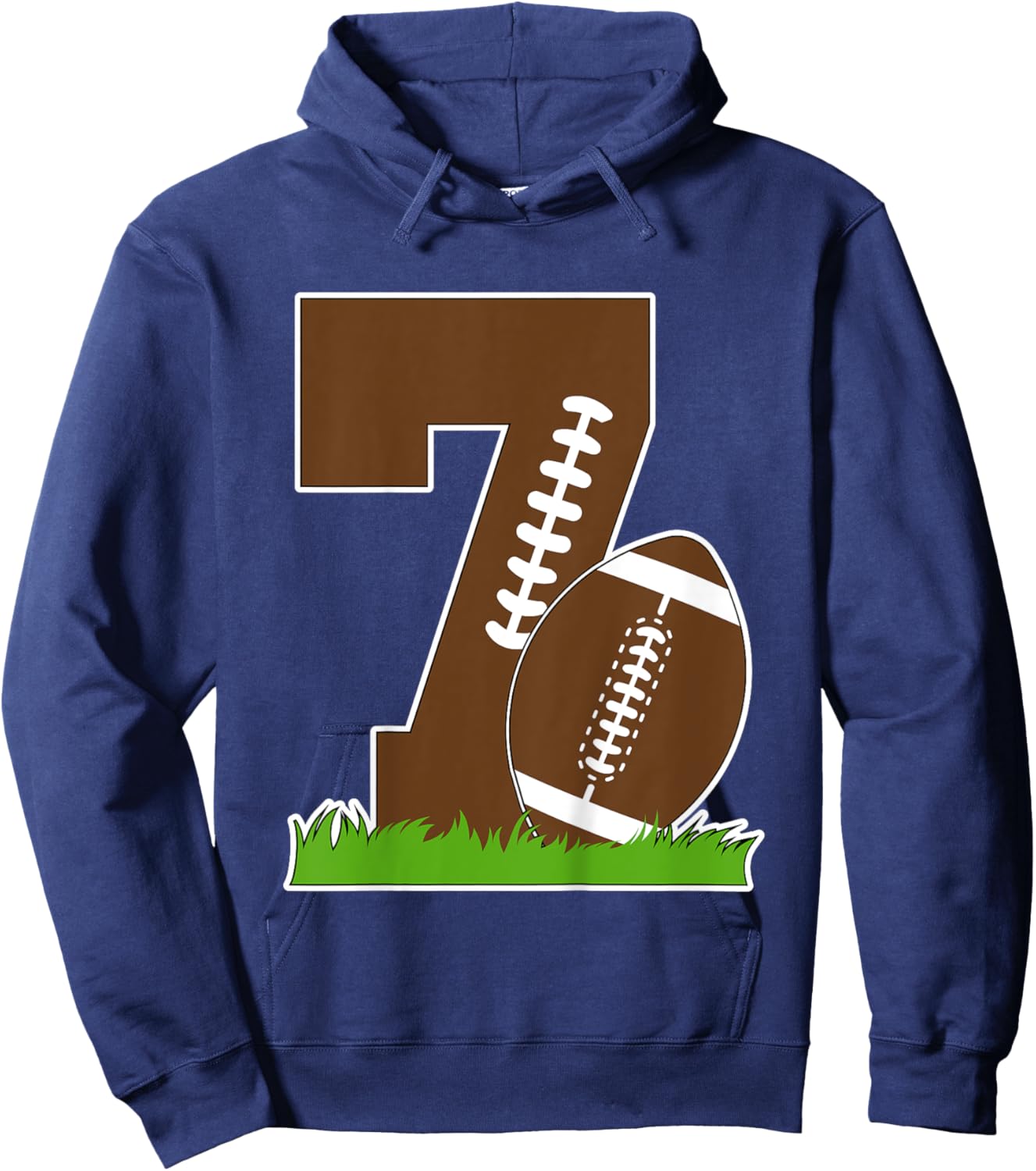 Kids 7th Birthday Football Boy Seven Year Old Football Player Hoodie - Hoodie | Navy