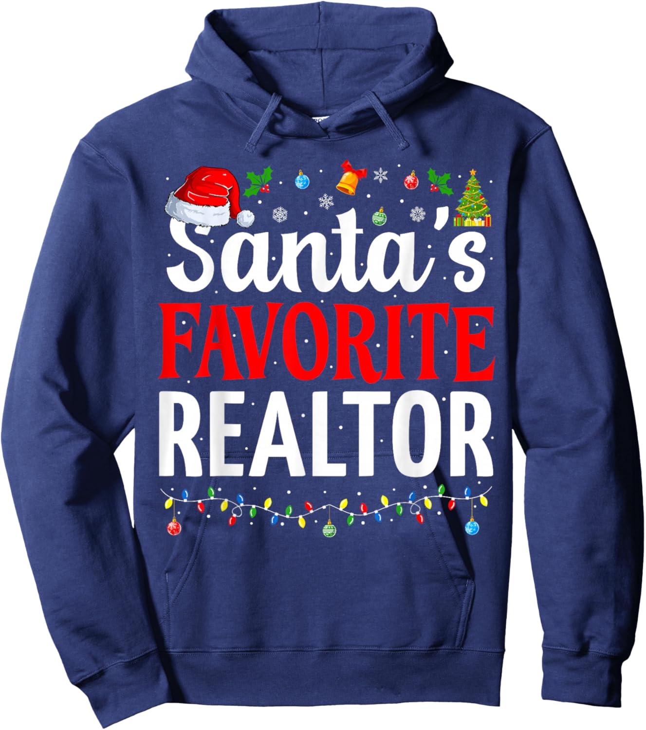 Santa’s Favorite Realtor Cool Christmas Realtor Hoodie - Hoodie | Navy
