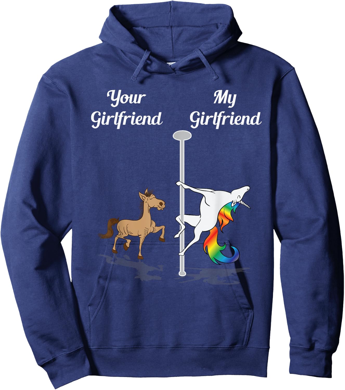Your Girlfriend My Girlfriend Pole Dancing Unicorn Dancer Hoodie - Hoodie | Navy