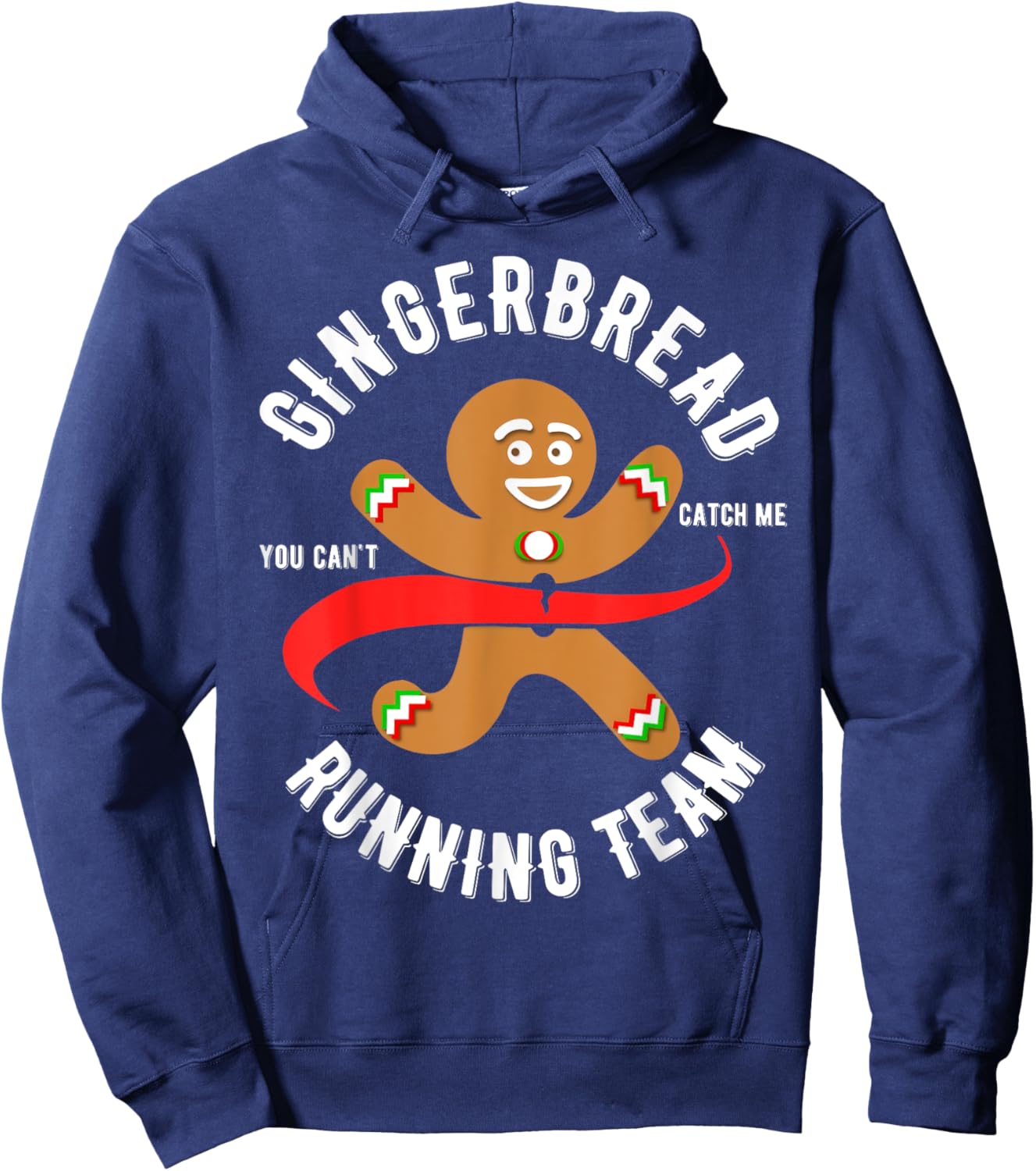 Gingerbread Running Team Xmas Cookie Christmas Hoodie - Hoodie | Navy