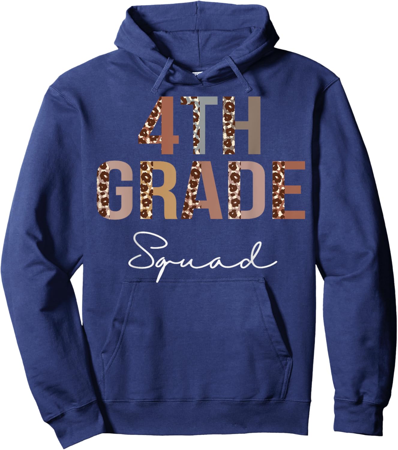 4th Grade Squad Leopard Back to School Women Teachers Hoodie - Hoodie | Navy