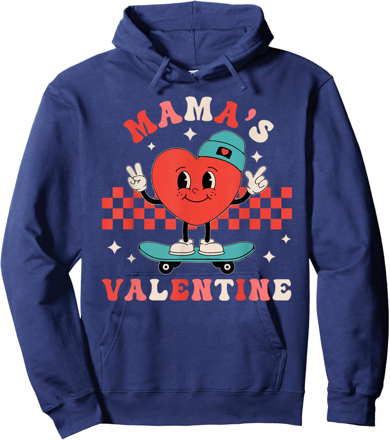 Retro Heart Mama's Valentine Mom for Boys Girls Kids Toddler Hoodie - Hoodie | Navy