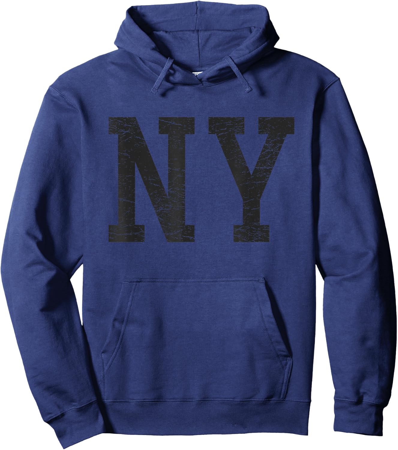 New York Women Men | Black Text Distressed Graphic NY Hoodie - Hoodie | Navy