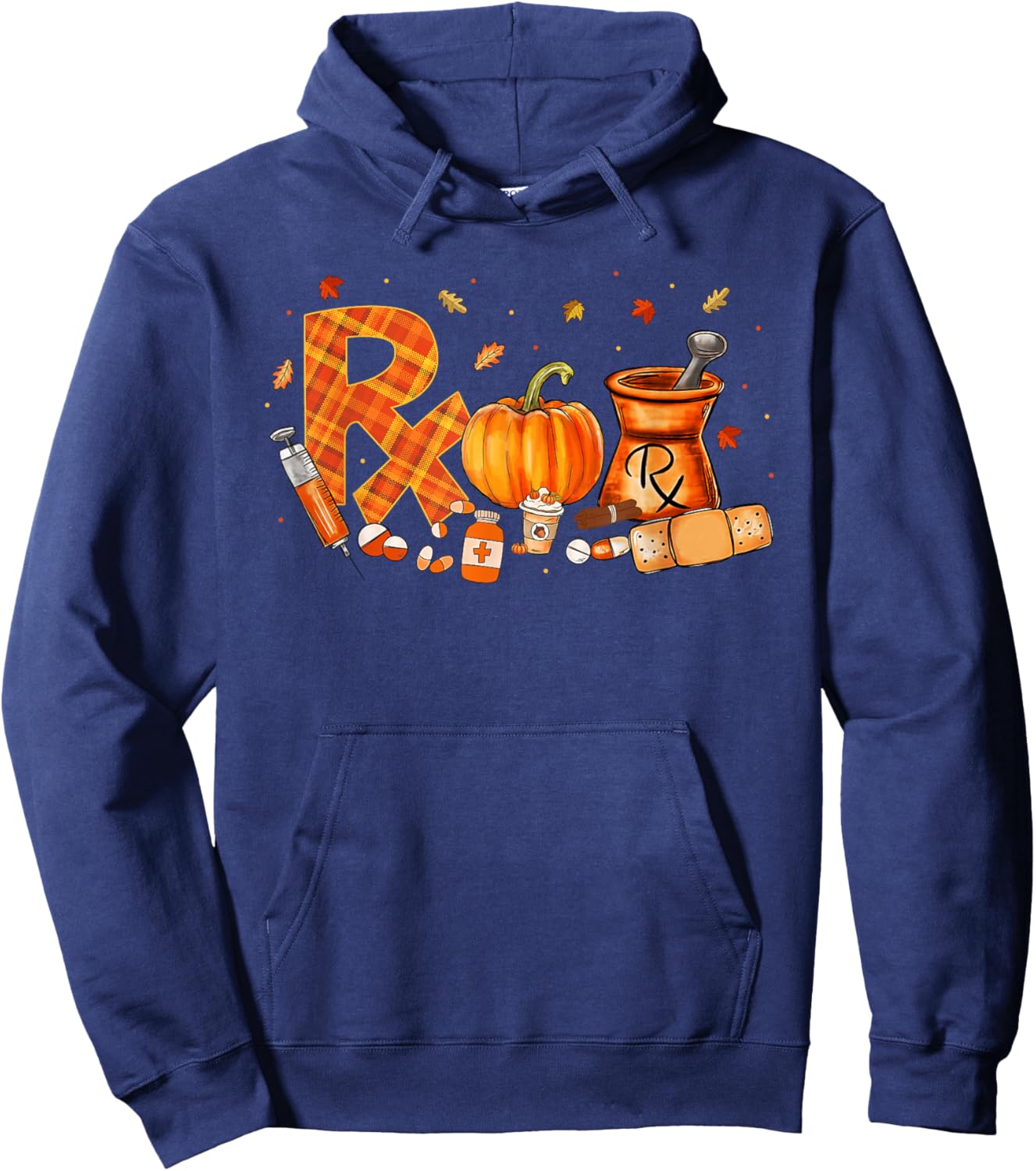 CPhT Pharmacy Technician Fall Autumn Leaves Pumpkin Season Hoodie - Hoodie | Navy