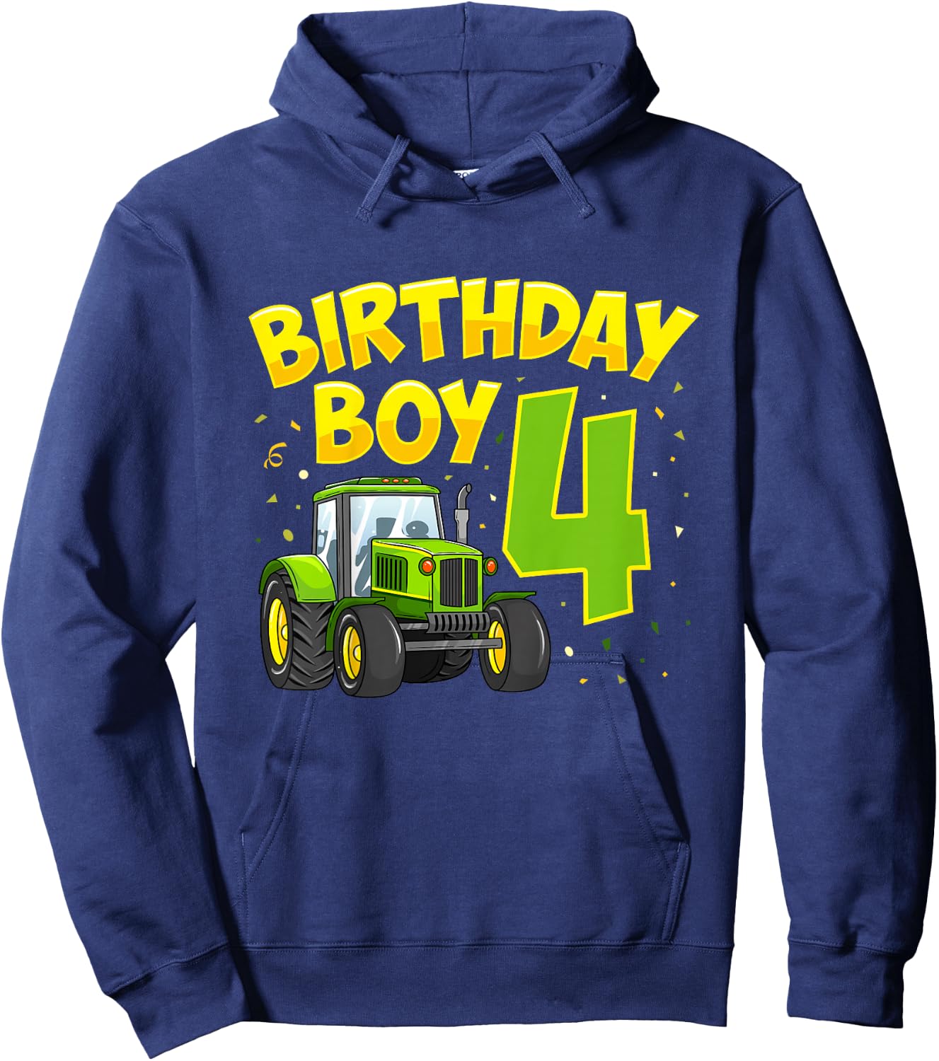 Kids 4th Birthday Boy 4 Year Old Farm Truck Tractor Party Hoodie - Hoodie | Navy