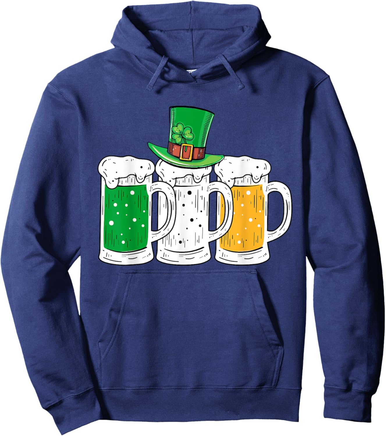 St Patricks Day Irish Beer Ireland Flag Clovers Shamrock Hoodie - Hoodie | Navy