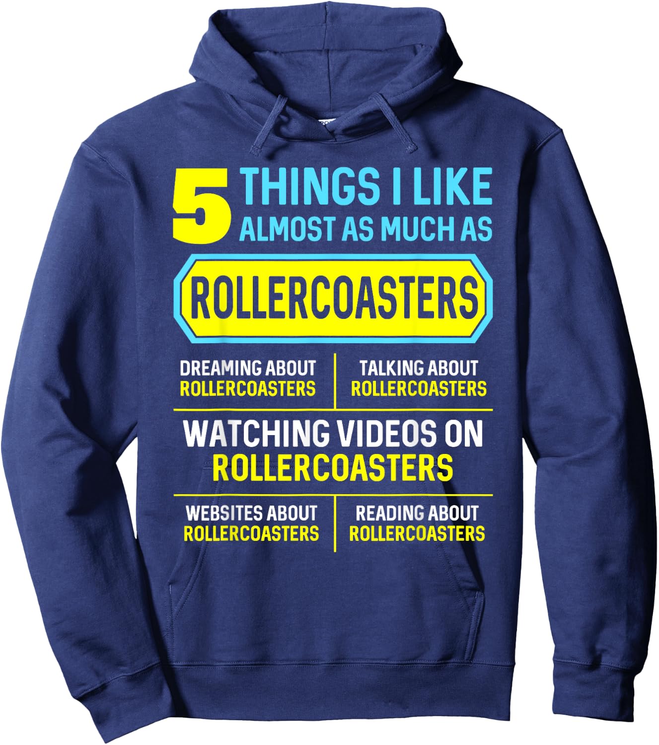 Funny Hobby Roller Coaster Gifts 5 Things Women Hoodie - Hoodie | Navy