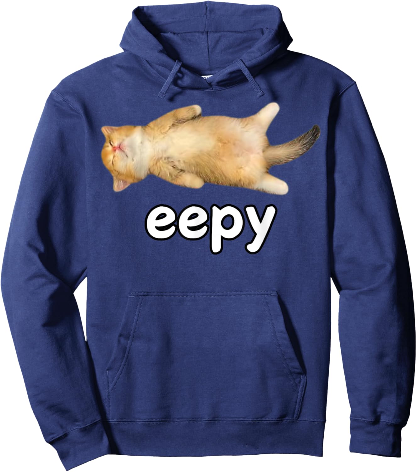 Eepy Cat Meme Sleepy Cat Lover Funy Memes Internet Memes Pun Women Kids Hoodie - Hoodie | Navy
