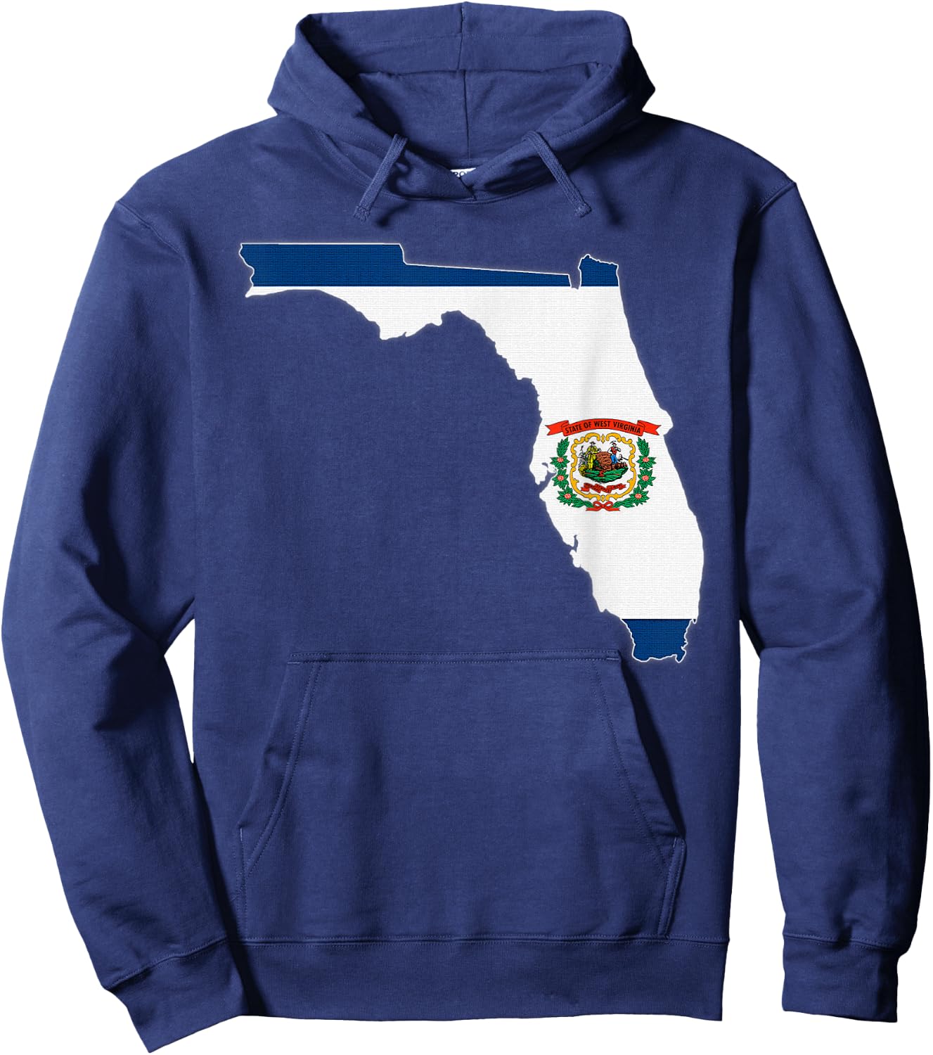 FLORIDA STATE MAP WEST VIRGINIA WV Flag Roots Men Women Gift Hoodie - Hoodie | Navy