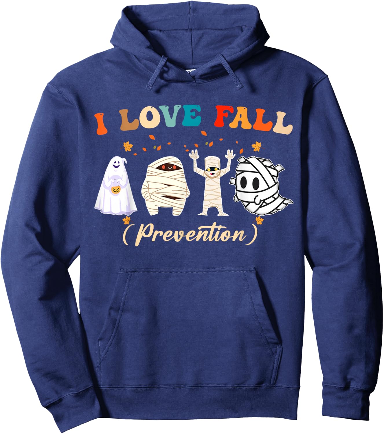 Retro I Love Fall Prevention Fall Nurse Ghost Halloween Hoodie - Hoodie | Navy