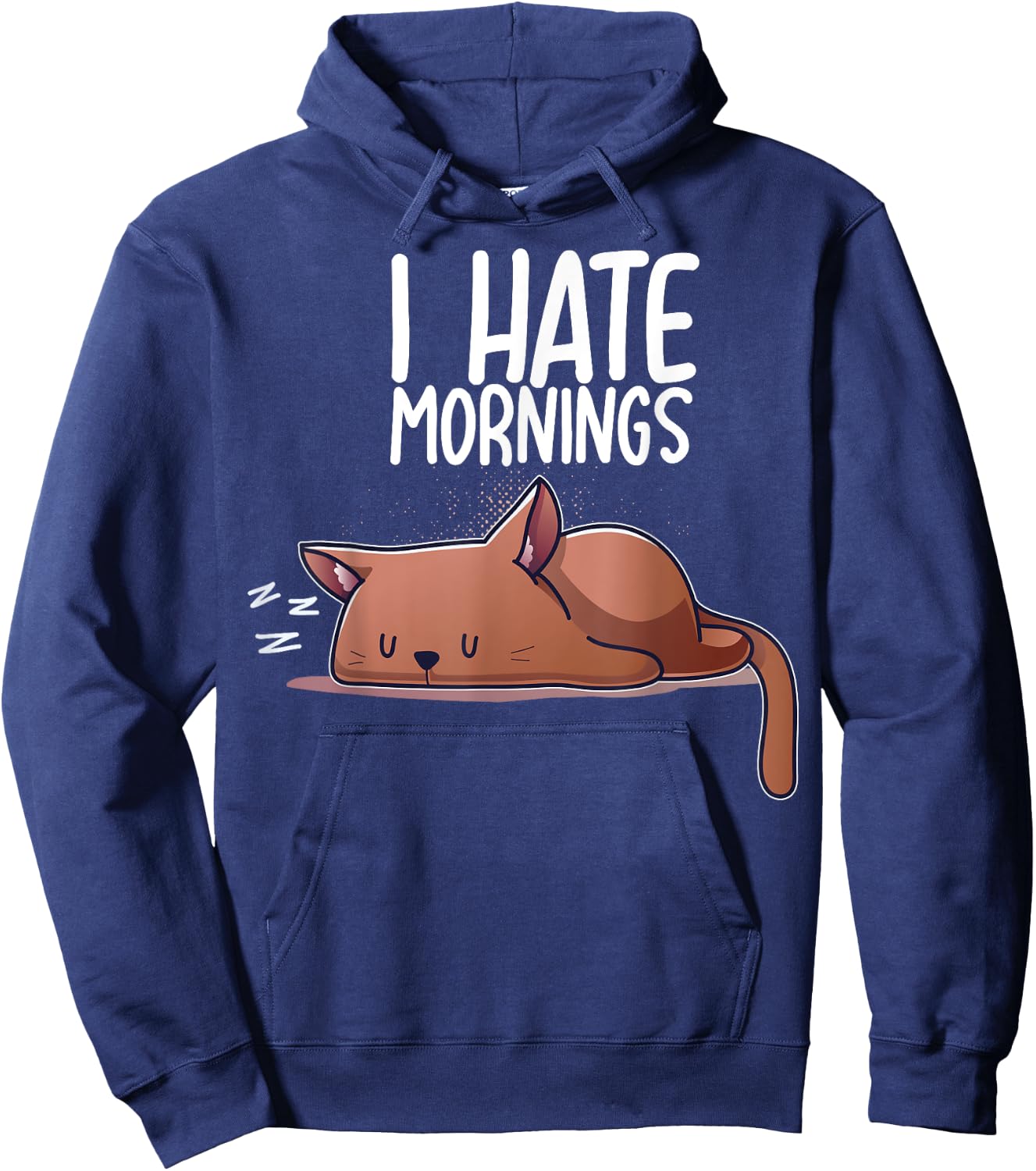 I Hate Mornings Sleeping Cat Kitten Sleep Nap Coffee Nerd Hoodie - Hoodie | Navy