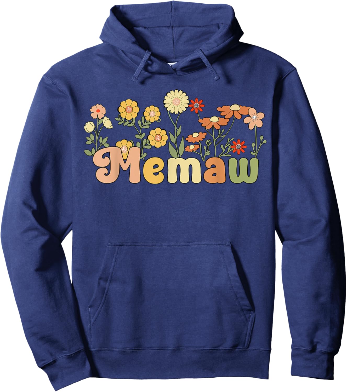 Groovy Memaw Grandmother Flowers Memaw Grandma Hoodie - Hoodie | Navy