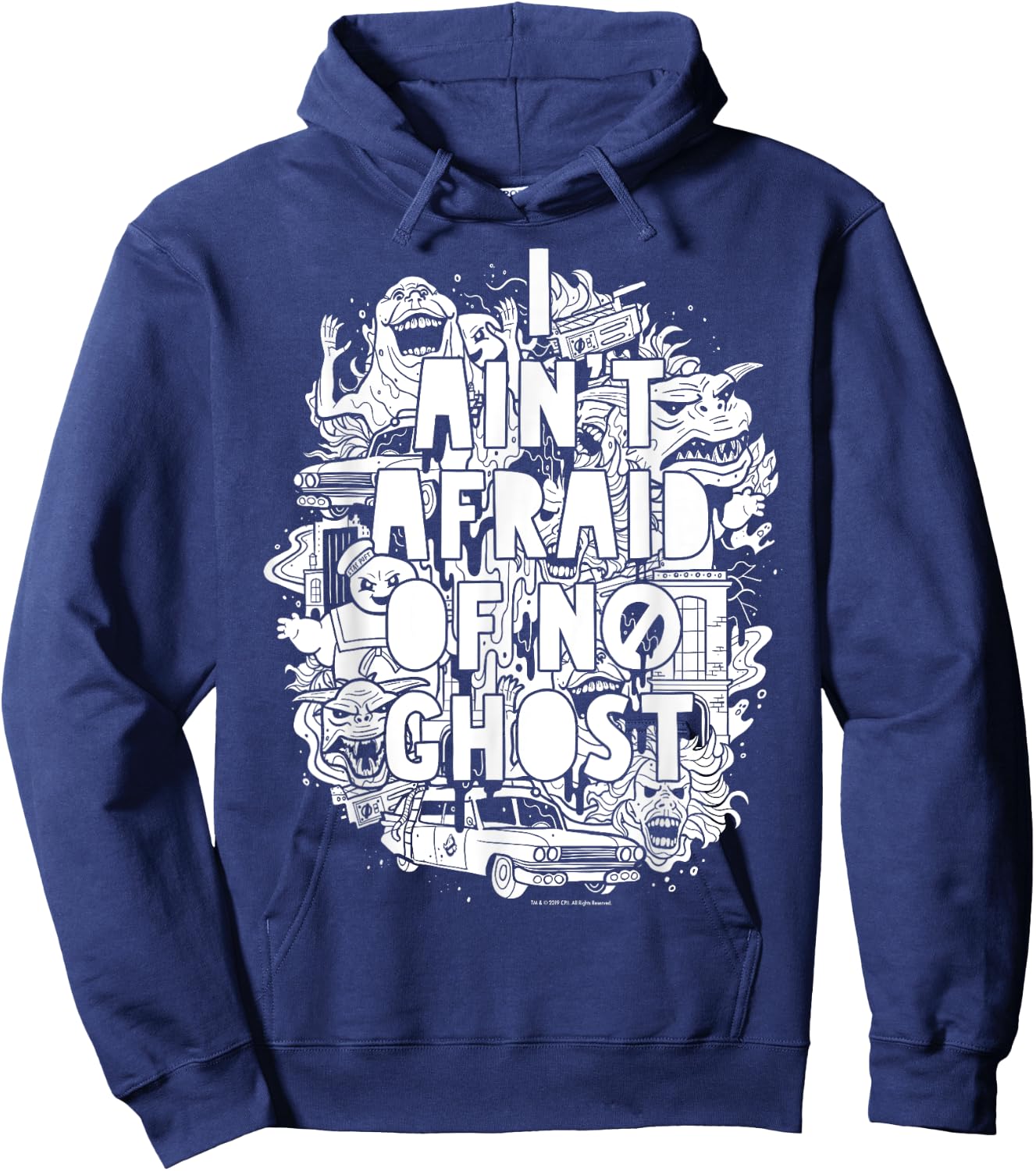 Ghostbusters Ain't Afraid Collage Poster Graphic Hoodie - Hoodie | Navy