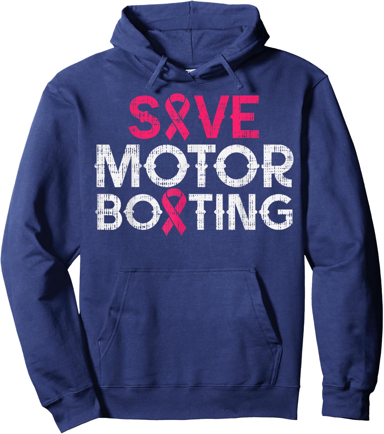 Save Motorboating Funny Breast Cancer Awareness Support Gift Hoodie - Hoodie | Navy