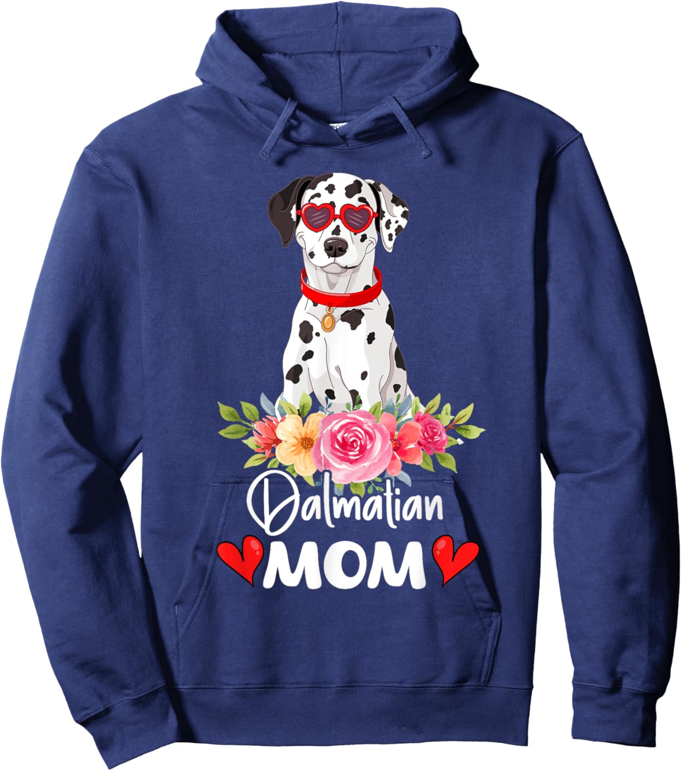 Dalmatian Mom Mama Sunglasses Flower Dog Lover Owner Hoodie - Hoodie | Navy