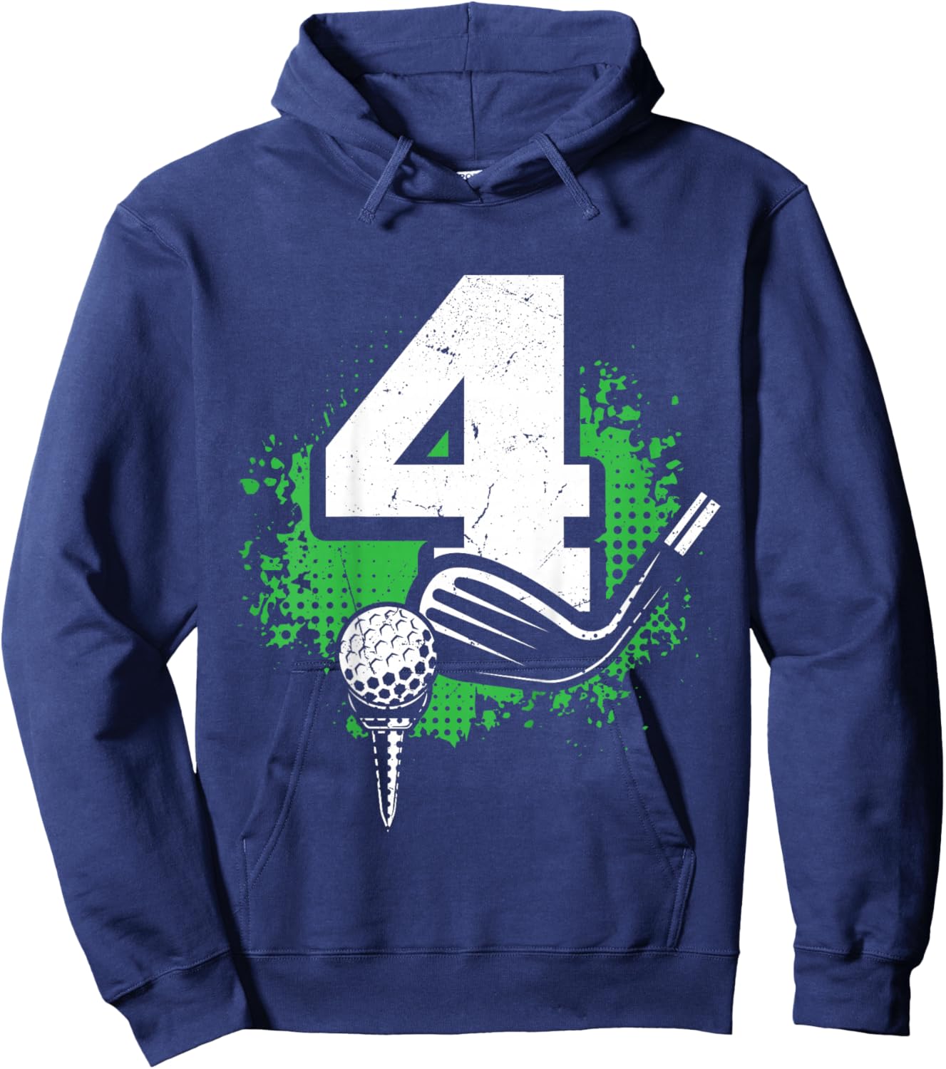 Kids 4th Birthday Boy Golf Player Golf 4 Years Old Hoodie - Hoodie | Navy