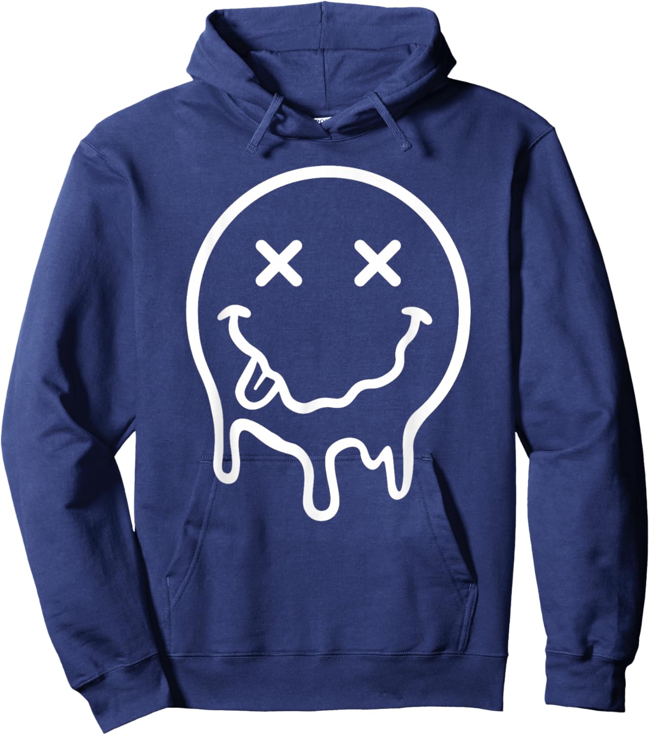 Melting Smile Face Funny Smiling Melted Dripping Face Cute Hoodie - Hoodie | Navy