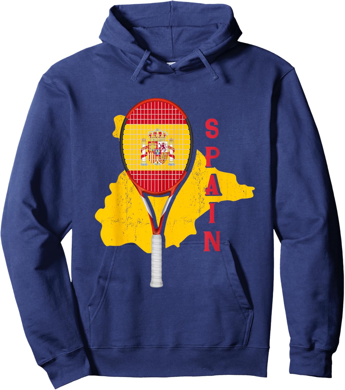 Spain Flag Tennis | Court Racket Ball | Tennis Player Hoodie - Hoodie | Navy