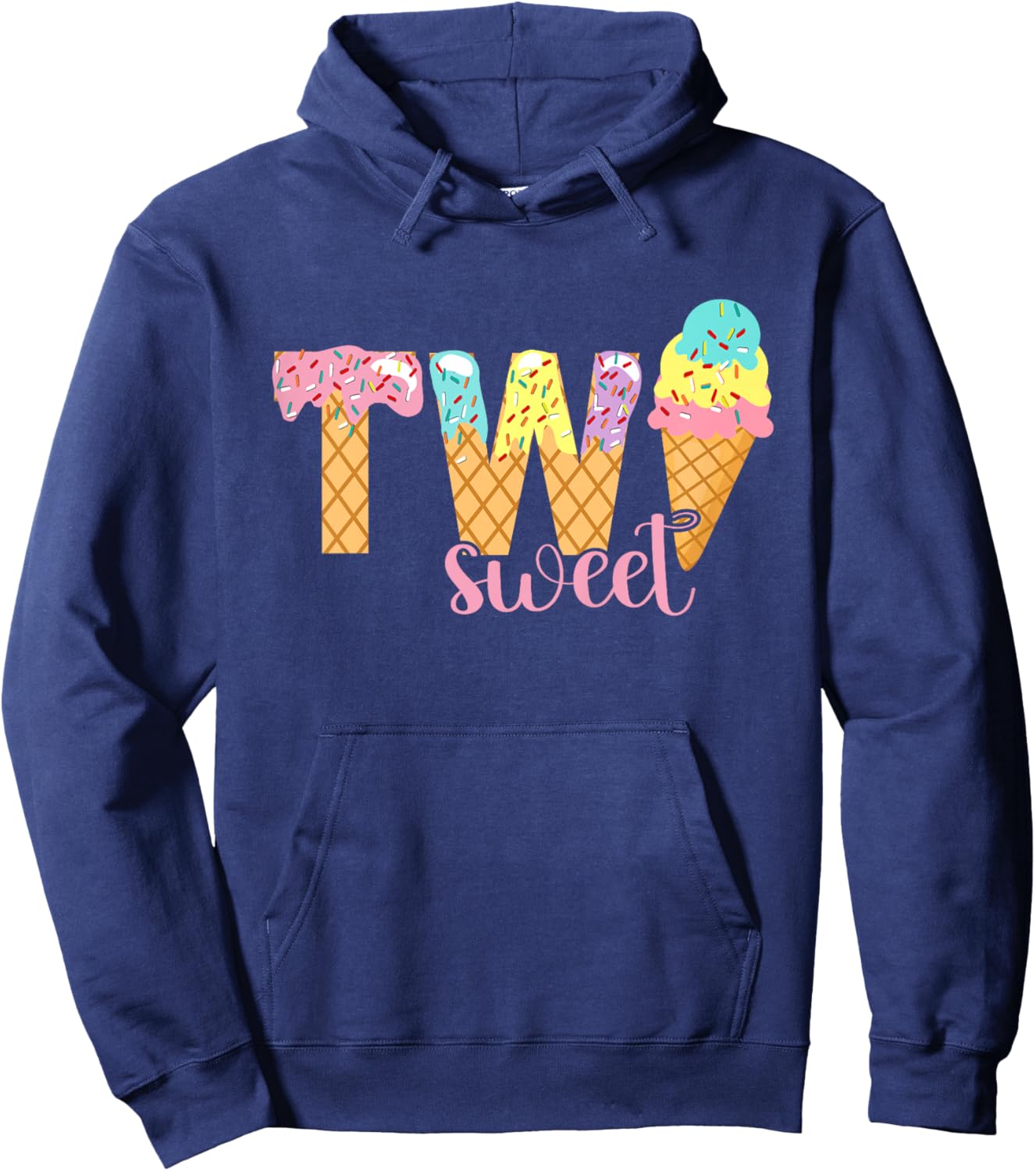 Two Sweet Birthday Shirt Girl 2 Ice Cream 2nd Birthday Hoodie - Hoodie | Navy