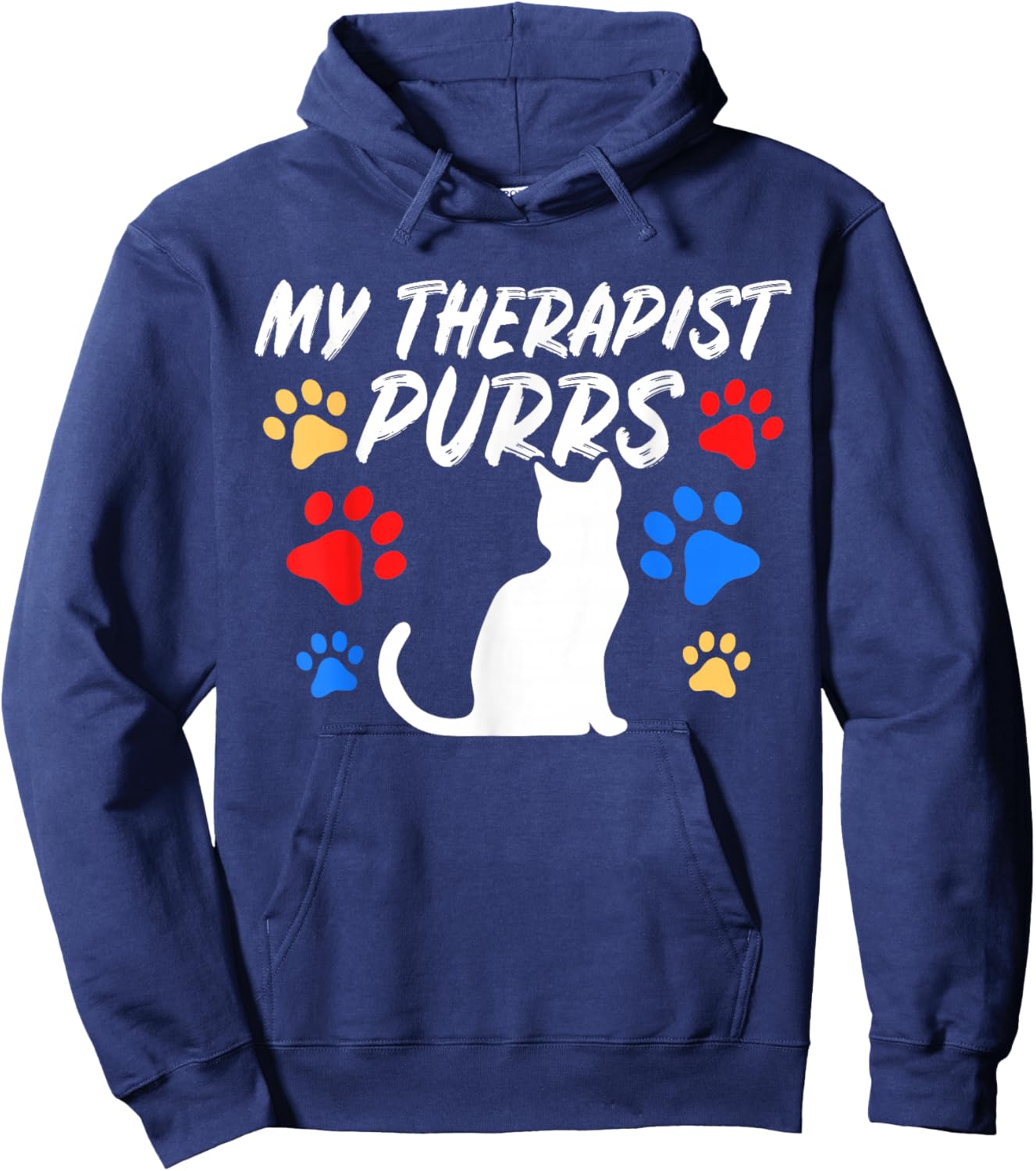 Funny Cat Mom Cat Dad Cat Lover Therapy Gift: & Hoodie - Hoodie | Navy