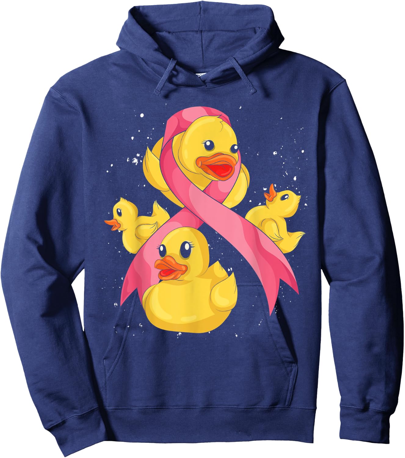 Cute Rubber Duck Duckie Pink Ribbon Breast Cancer Awareness Hoodie - Hoodie | Navy