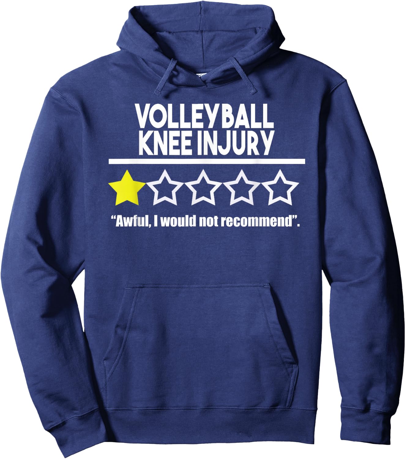 Funny Volleyball Knee Injury Parody Star Rating Small Hoodie - Hoodie | Navy