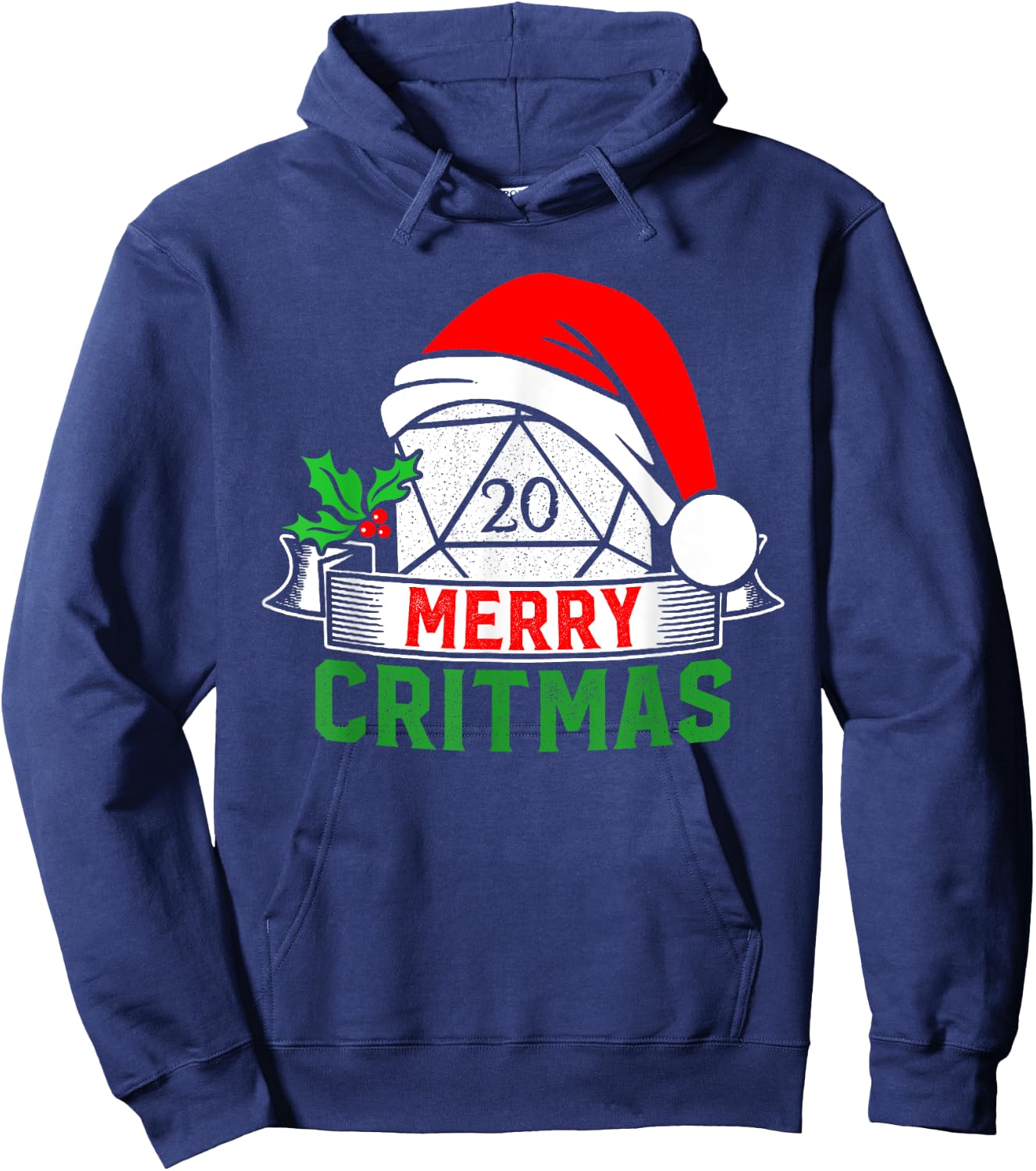 Merry Critmas Tabletop D20 RPG Gamer - Funny Christmas Hoodie - Hoodie | Navy