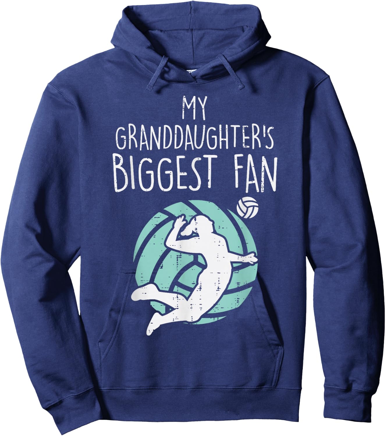 Granddaughters Biggest Fan Volleyball Family Grandma Grandpa Hoodie - Hoodie | Navy