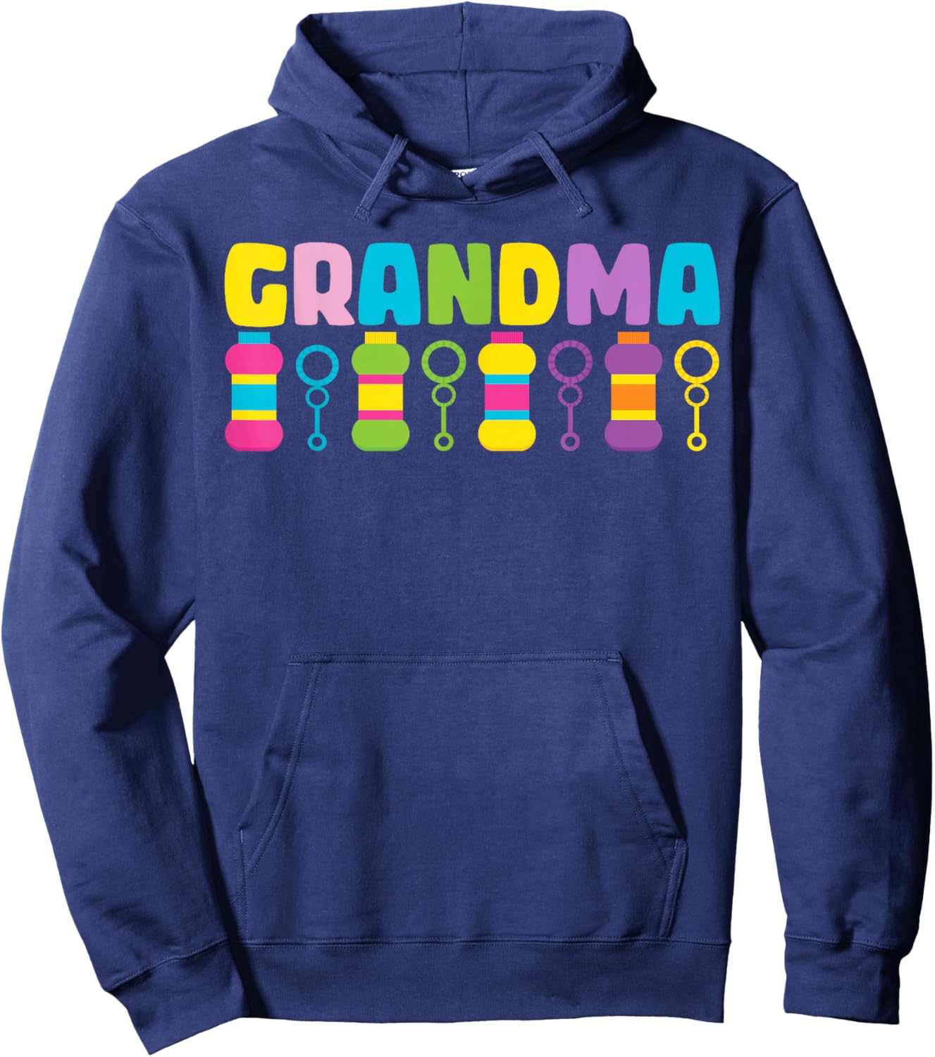 Grandma Bubble Birthday Party Bubble Wands Themed Matching Hoodie - Hoodie | Navy