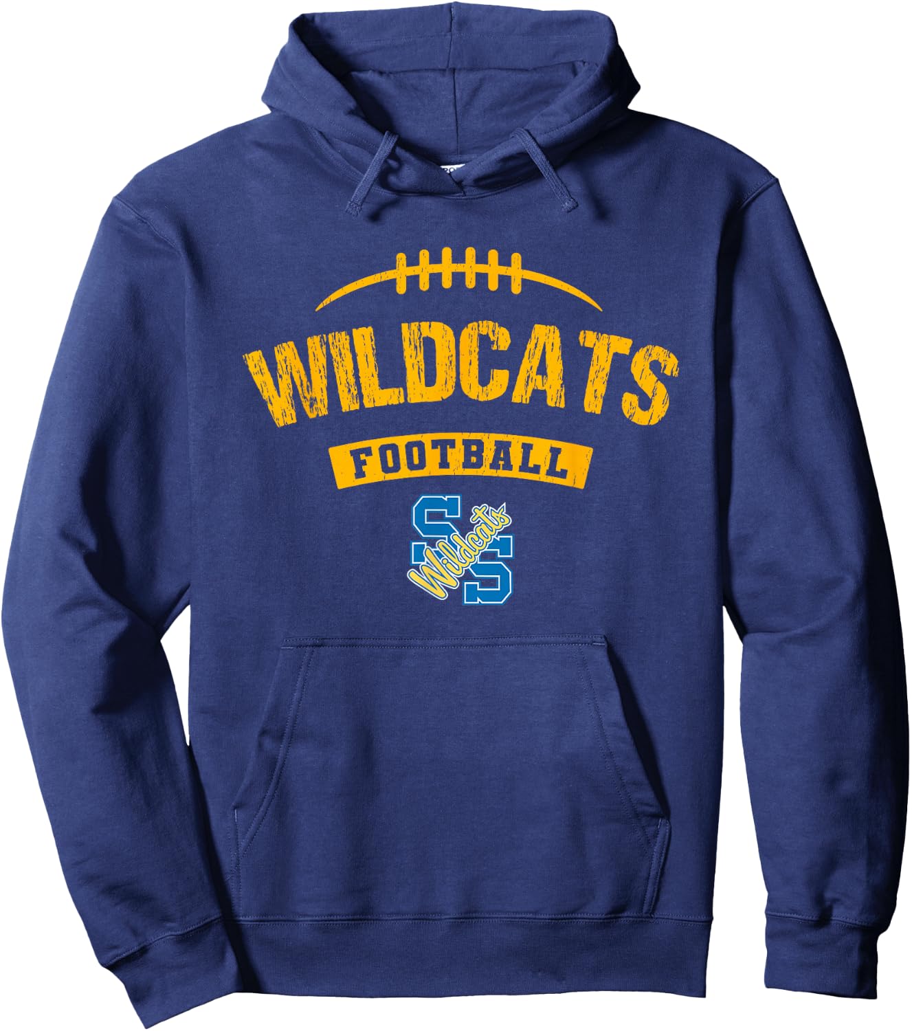 Sulphur Springs Wildcats Logo Football Distressed HS Hoodie - Hoodie | Navy