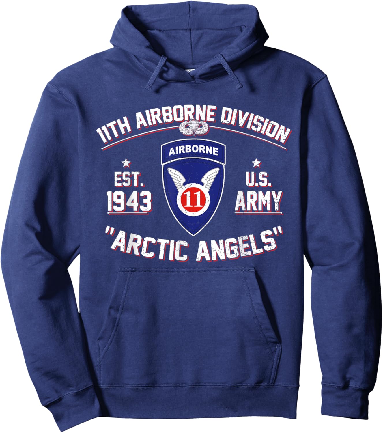 Proud 11th Airborne Division Arctic Angels US Paratrooper Hoodie - Hoodie | Navy