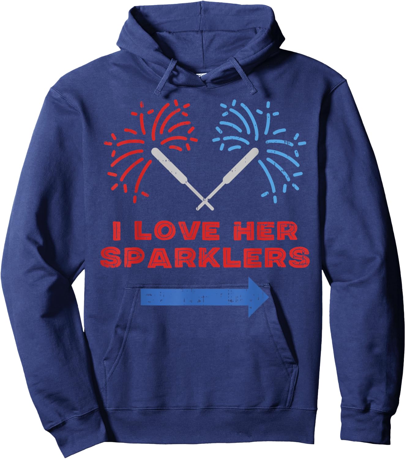 Love Her Sparklers Matching Couple 4th Of July Men Boyfriend Hoodie - Hoodie | Navy