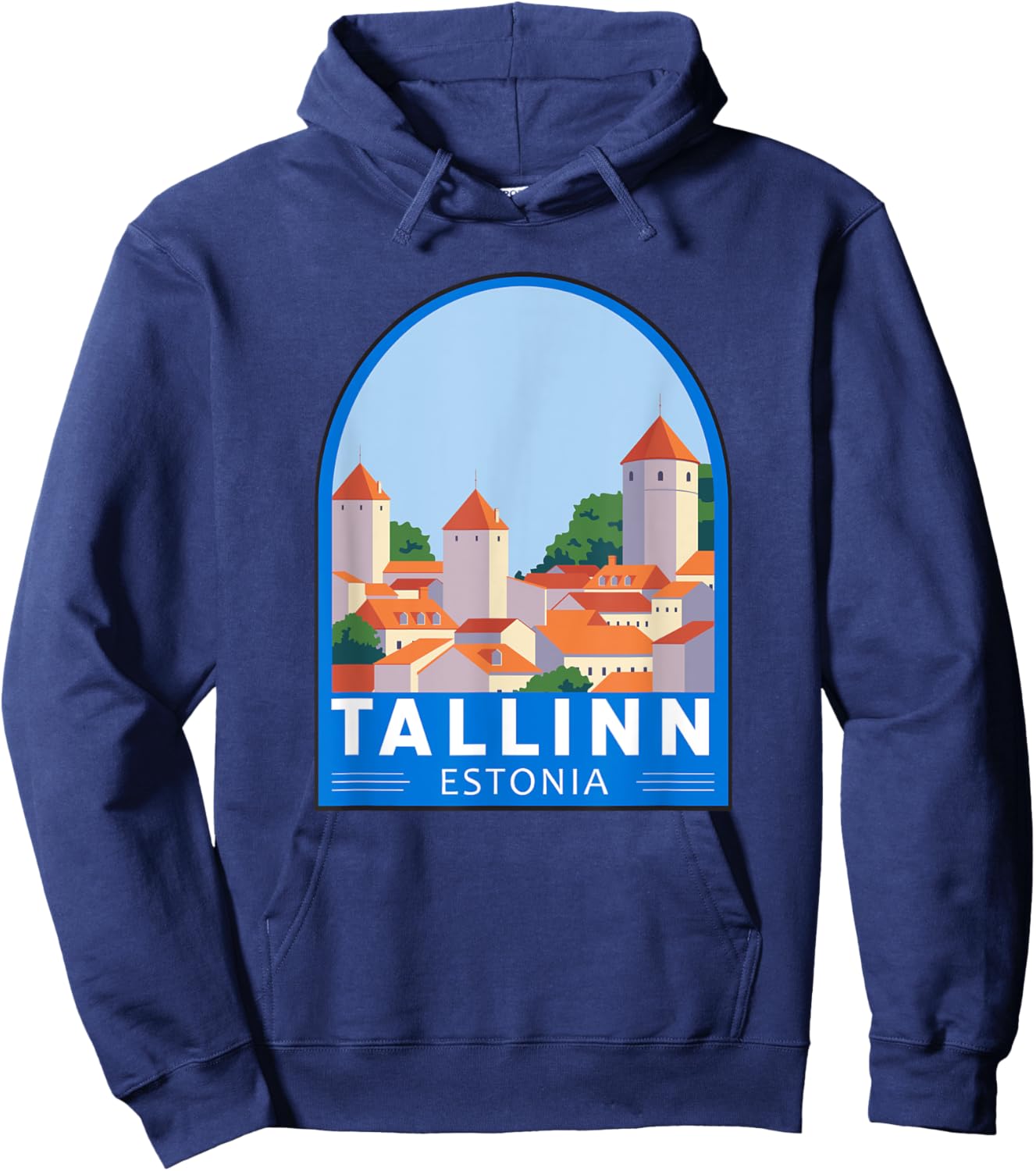 Tallinn Estonia Retro Emblem Vintage Hoodie - Hoodie | Navy
