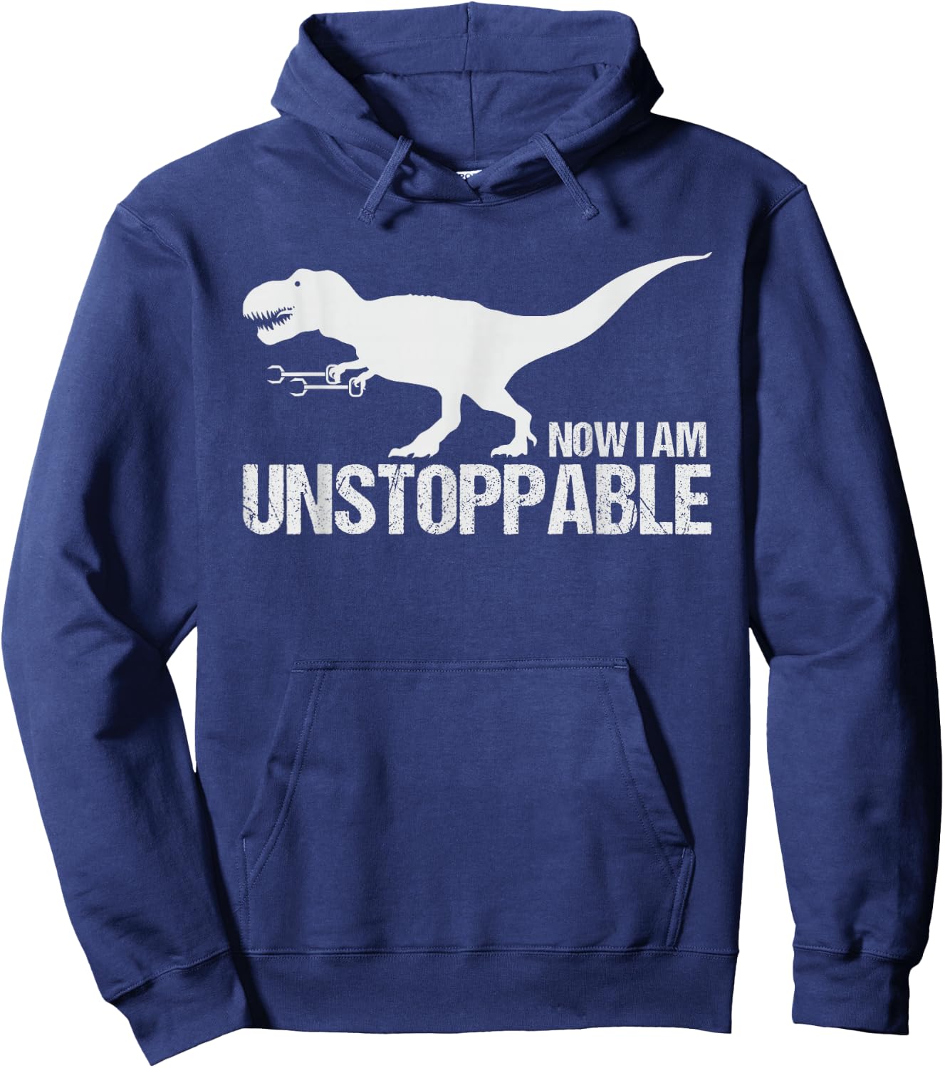 Now I Am Unstoppable Funny T-Rex Claw Grabbers Dinosaur Hoodie - Hoodie | Navy