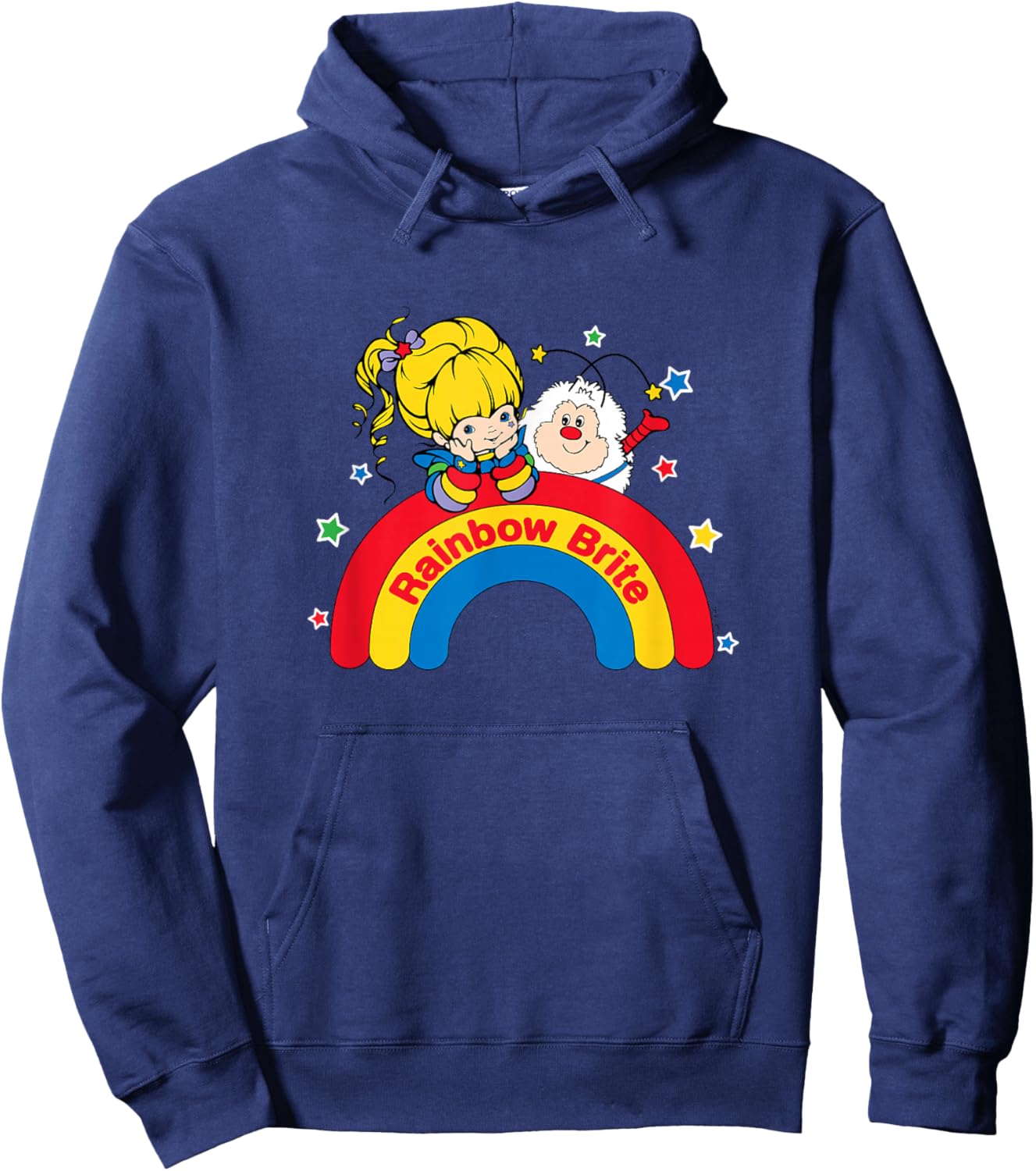 Rainbow Brite & Sprite Vintage Rainbow and Stars Portrait Hoodie - Hoodie | Navy
