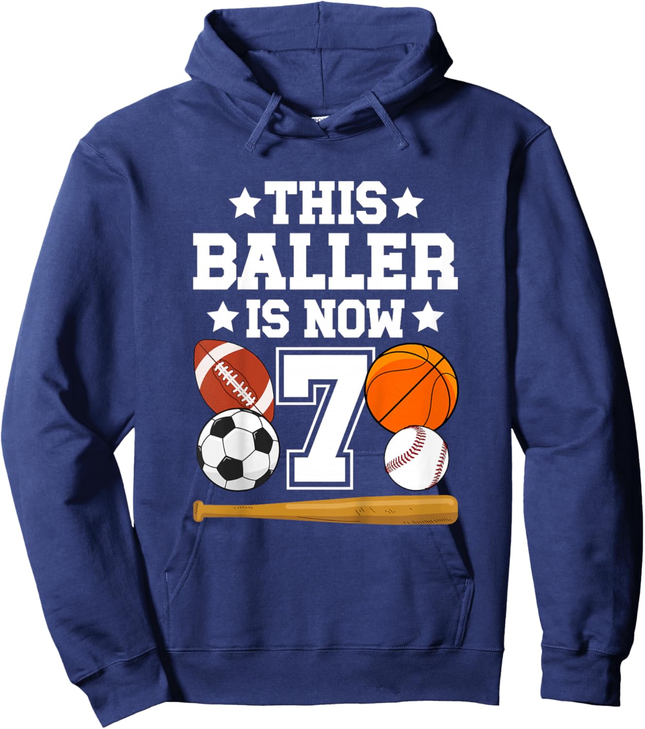 Kids 7th Birthday Sports Birthday Party Seven Year Old Boy Hoodie - Hoodie | Navy