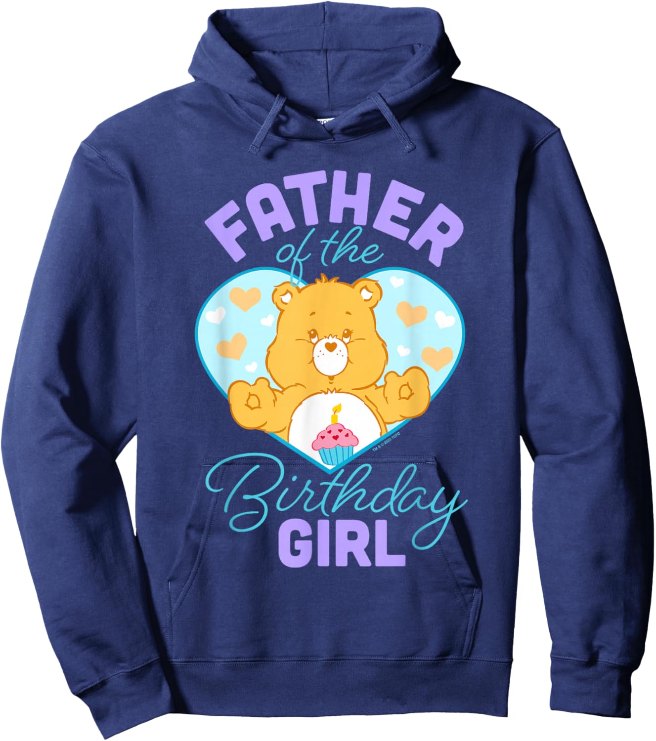 Care Bears Father of The Birthday Girl Vintage Heart Logo Hoodie - Hoodie | Navy