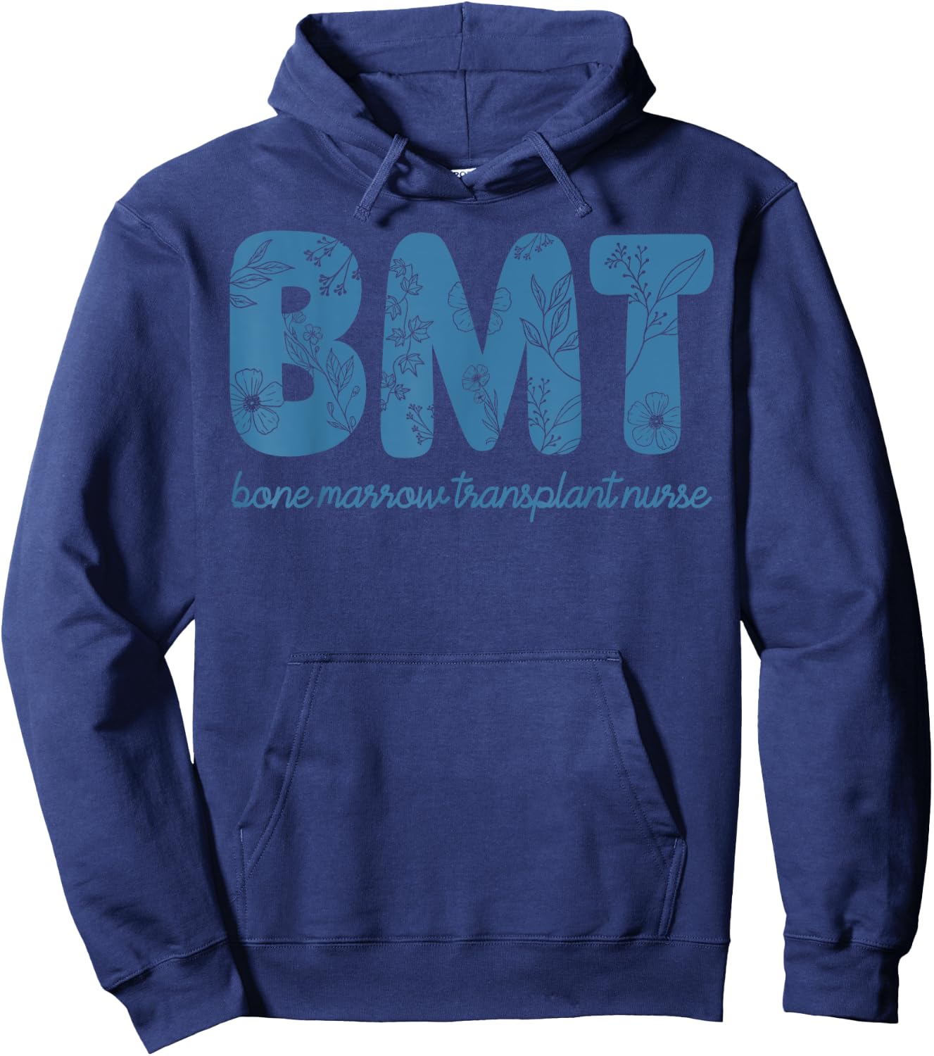 Boho Floral Bone Marrow Transplant Nurse Pediatric BMT RN Hoodie - Hoodie | Navy