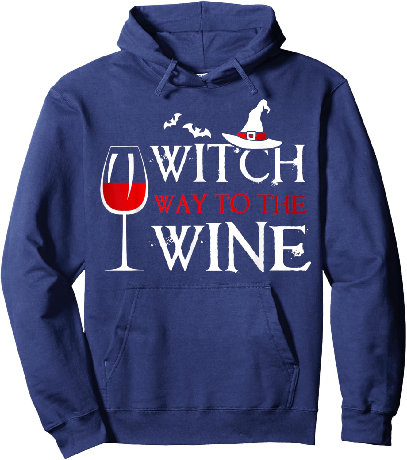 Halloween Drinking Shirt Witch Way To The Wine Hoodie - Hoodie | Navy