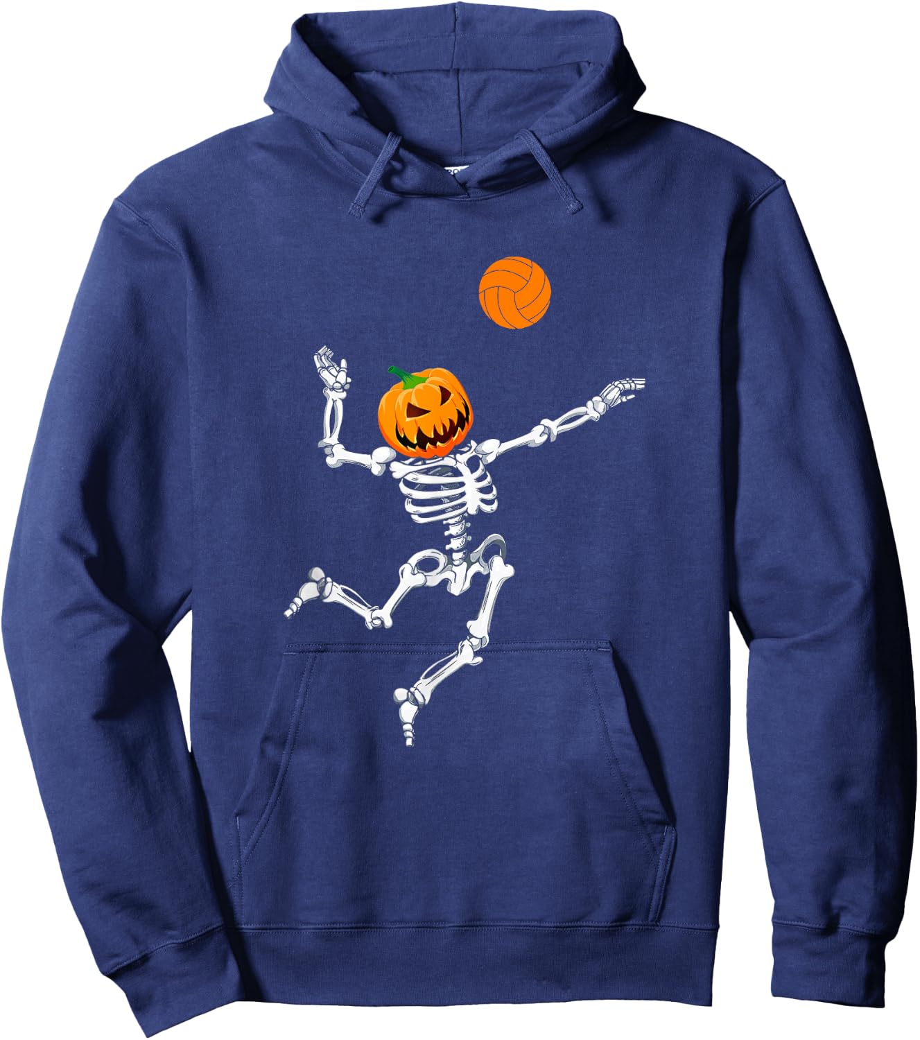 Skeleton Volleyball Halloween Pumpkin Hoodie - Hoodie | Navy