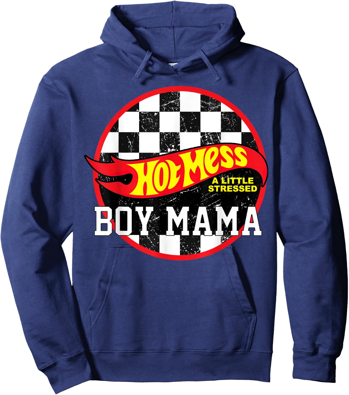 Hot Mess A Little Stressed Boy Mama Hoodie - Hoodie | Navy