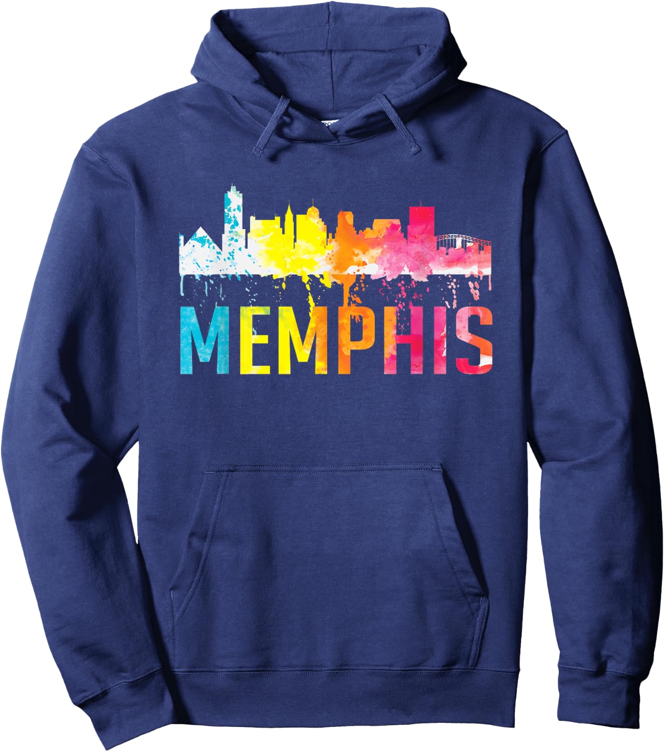 Memphis Tennessee Watercolor Art City Skyline Souvenir Gift Hoodie - Hoodie | Navy