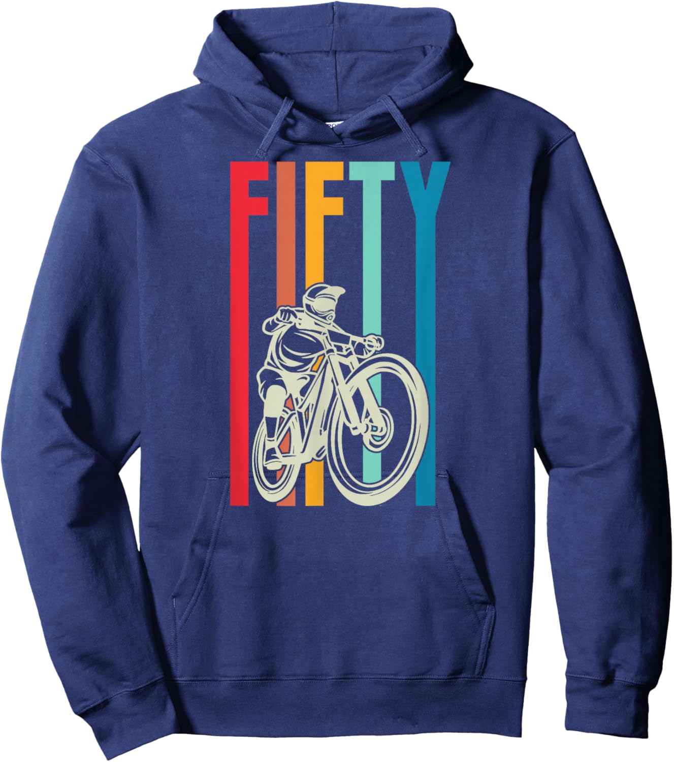 50 Year Old Retro Style MTB Mountain Biking Birthday Party Hoodie - Hoodie | Navy