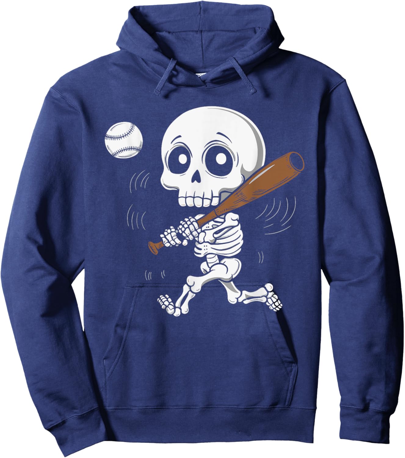 Skeleton Playing Baseball Hoodie - Hoodie | Navy