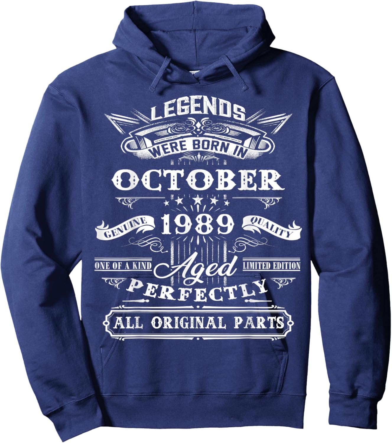 Legend Born In October 1989 35th Birthday Gift 35 Years Old Hoodie - Hoodie | Navy