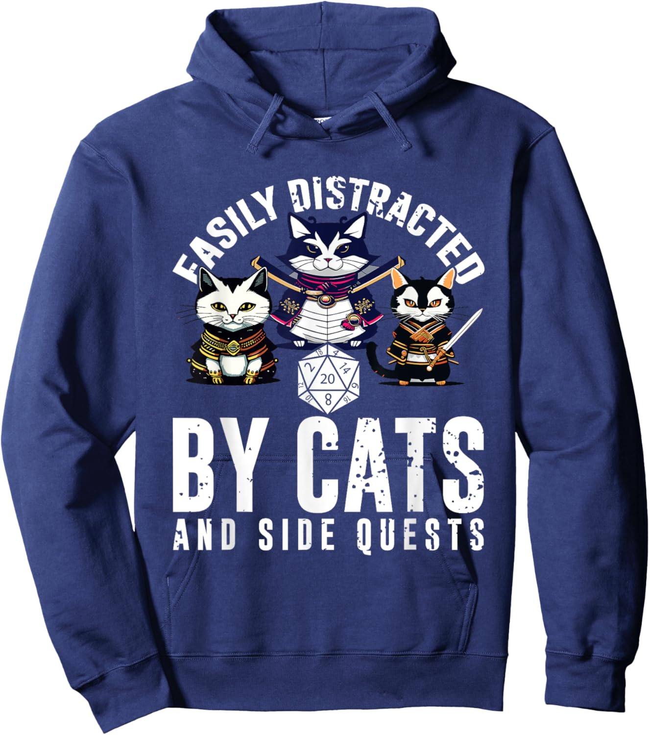 Cats Side Quest Easily Distracted Side Quests Gaming Dice Hoodie - Hoodie | Navy