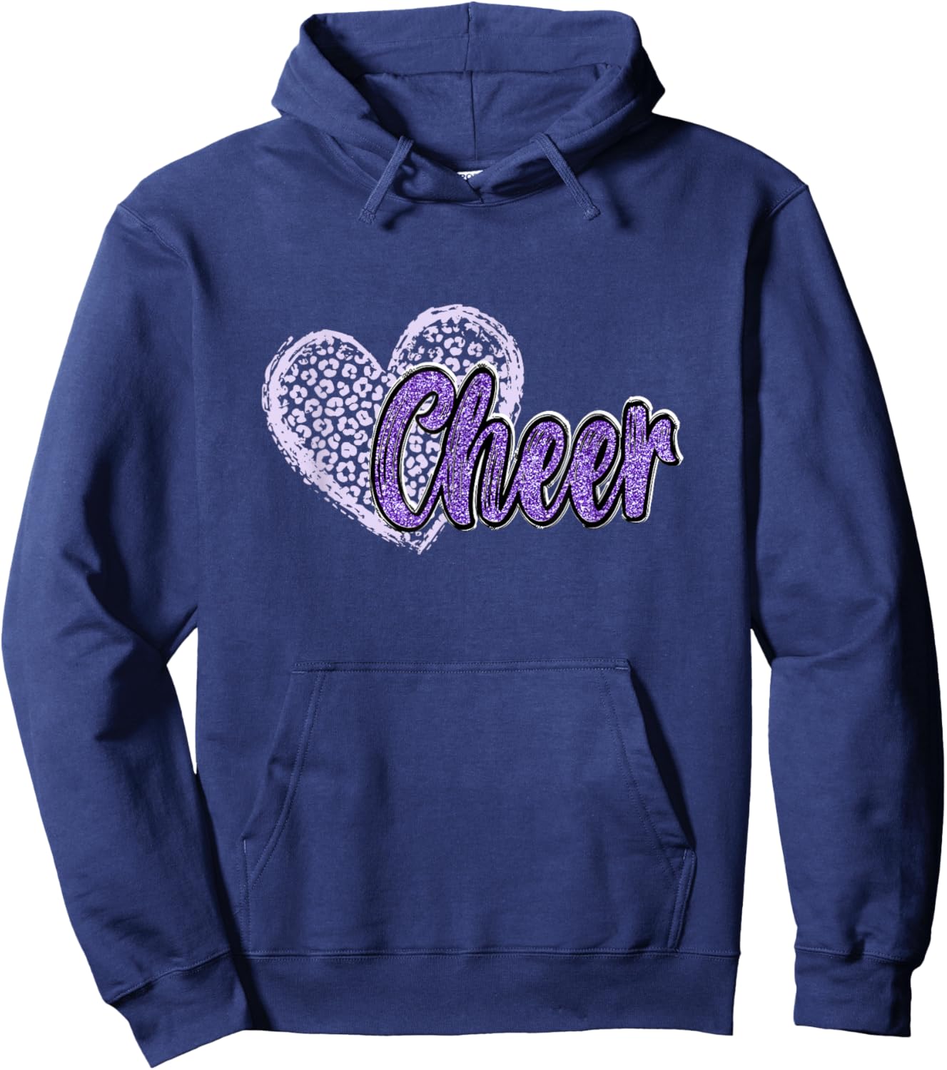 Cheer Shirt, Megaphone Purple Leopard Cheetah Print Hoodie - Hoodie | Navy