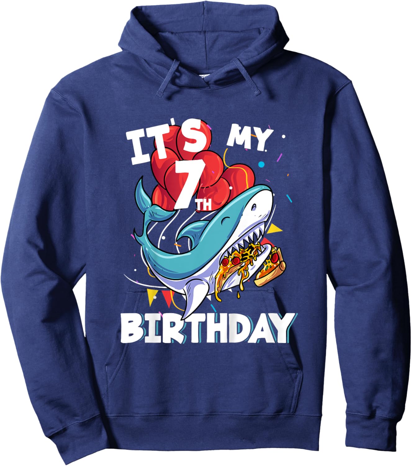 It's my 7th Birthday 7 Year Old Shark Birthday Hoodie - Hoodie | Navy